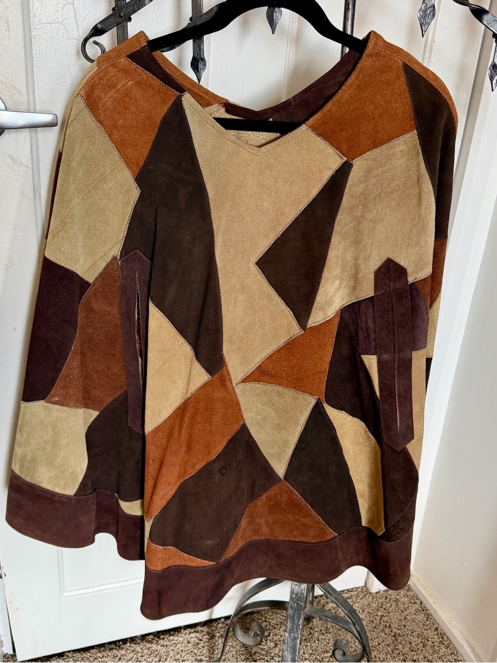 Suede poncho